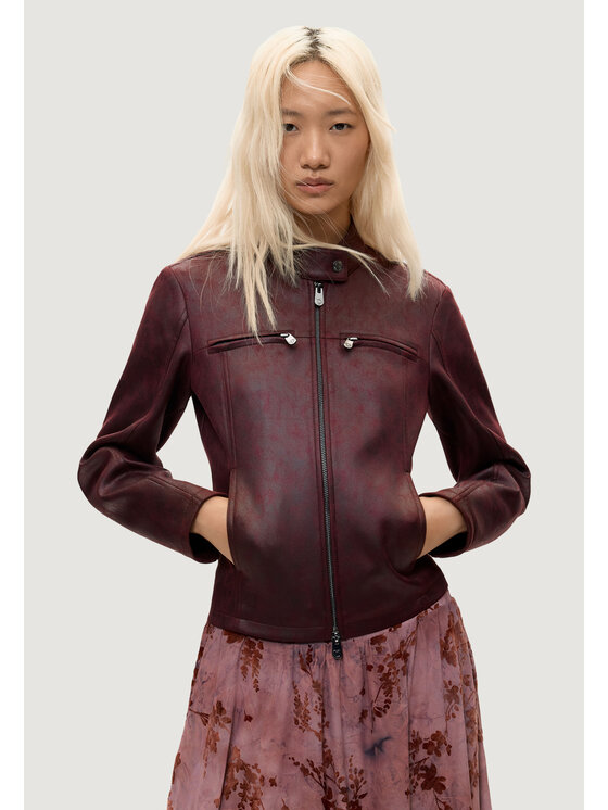 Desigual Desigual Μπουφάν δερμάτινο CHAQ_BIKERCY Μπορντό Casual Fit