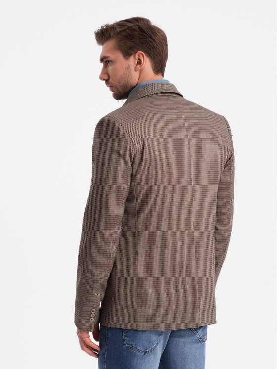 Ombre Ombre Marynarka OM-BLZB-0116 Brązowy Regular Fit