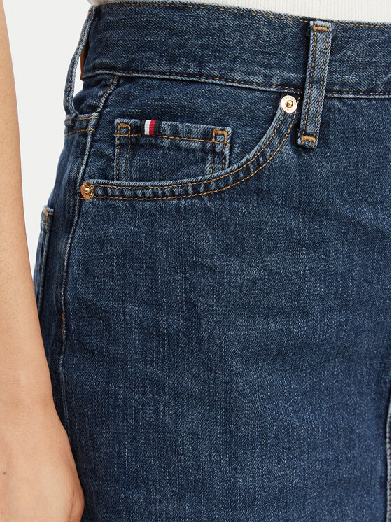 Tommy Hilfiger Tommy Hilfiger Džinsinis sijonas WW0WW45666 Tamsiai mėlyna Straight Fit