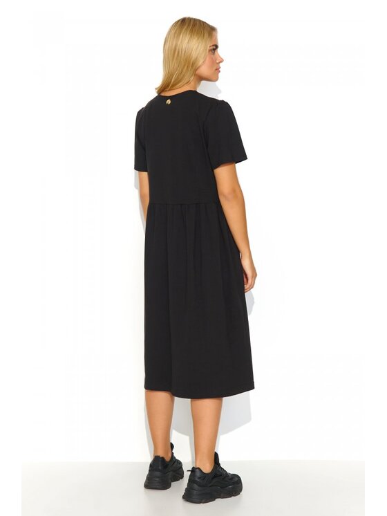 Makadamia Makadamia Sukienka codzienna M829 Czarny Loose Fit