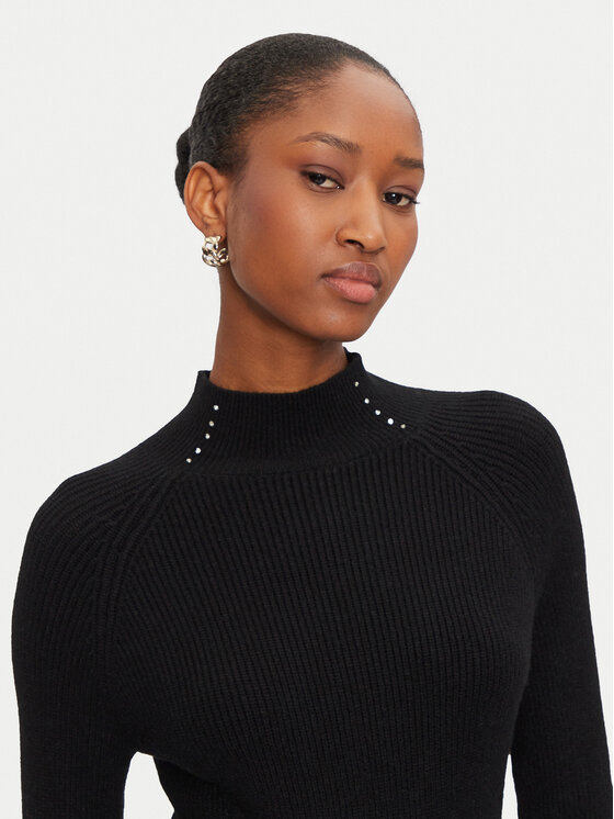 Fracomina Fracomina Strickkleid FR24WD5007K502R9 Schwarz Slim Fit