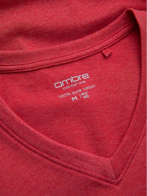 Ombre Ombre T-Shirt OM-TSBS-0145 Czerwony Regular Fit