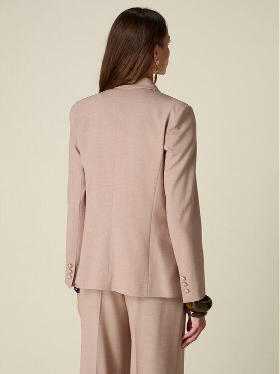 Oltre Oltre Marynarka Q036R004669N013 Kremowy Regular Fit