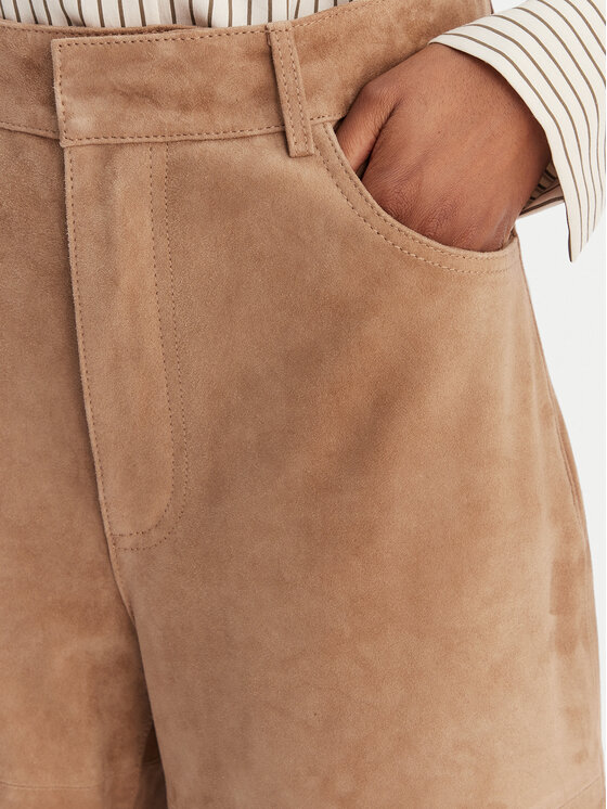 Marella Marella Pantaloni scurți din piele Scoglio 2613431021 Bej Relaxed Fit