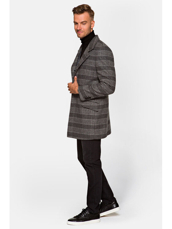 Lancerto Lancerto Płaszcz wełniany Halton Szary Regular Fit