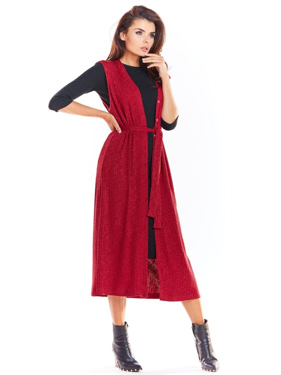 Awama Awama Kamizelka A329 Bordowy Basic Fit