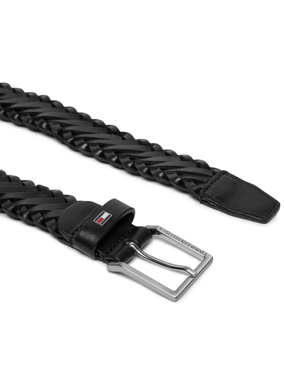 Tommy Hilfiger Tommy Hilfiger Meeste püksirihm Oliver 3.0 Leather Braid Dc AM0AM12068 Must