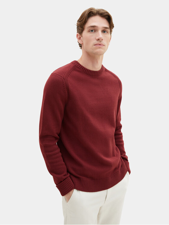 Tom Tailor Sveter 1038246 Bordová Regular Fit