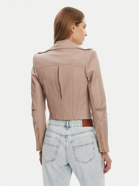 Elisabetta Franchi Elisabetta Franchi Kožená bunda GD-47Z-51E2-V1200 Béžová Regular Fit