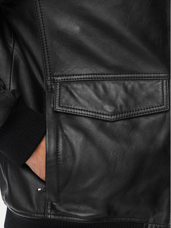 JOOP! JOOP! Bőrkabát Clouson 80100851 Fekete Regular Fit