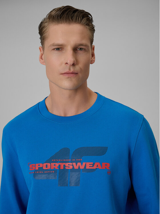 4F 4F Bluza SPORTS CLUB Niebieski Regular Fit