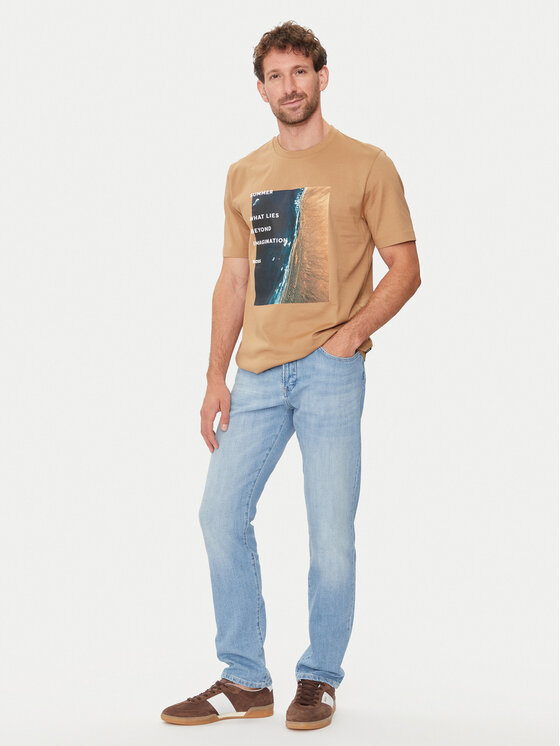 BOSS Boss T-särk Tiburt 388 50512132 Beež Regular Fit