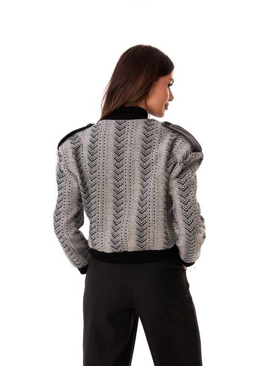 MANDRAGORA MANDRAGORA Kurtka bomber Ira Szary Casual Fit