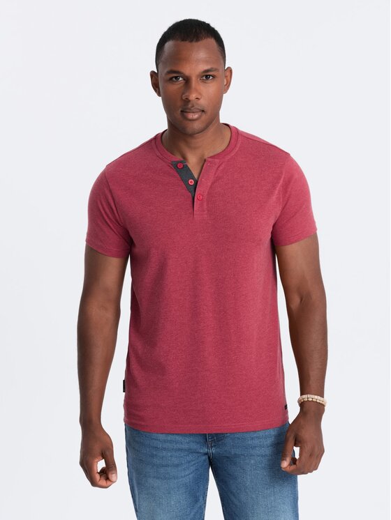 Ombre Ombre T-Shirt OM-TSCT-0155 Červená Regular Fit