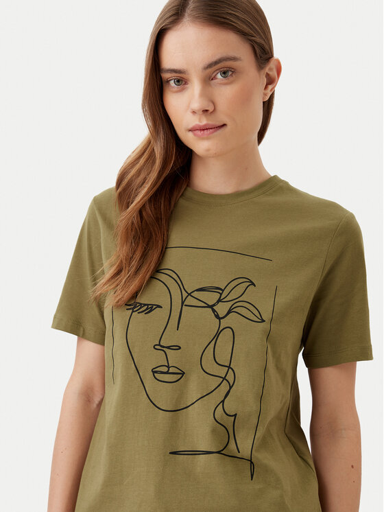 Vila Vila T-Shirt Sybilla 14103247 Zielony Regular Fit