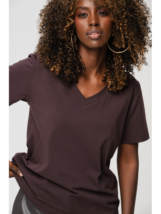 blue shadow blue shadow T-Shirt Mango Brązowy Regular Fit