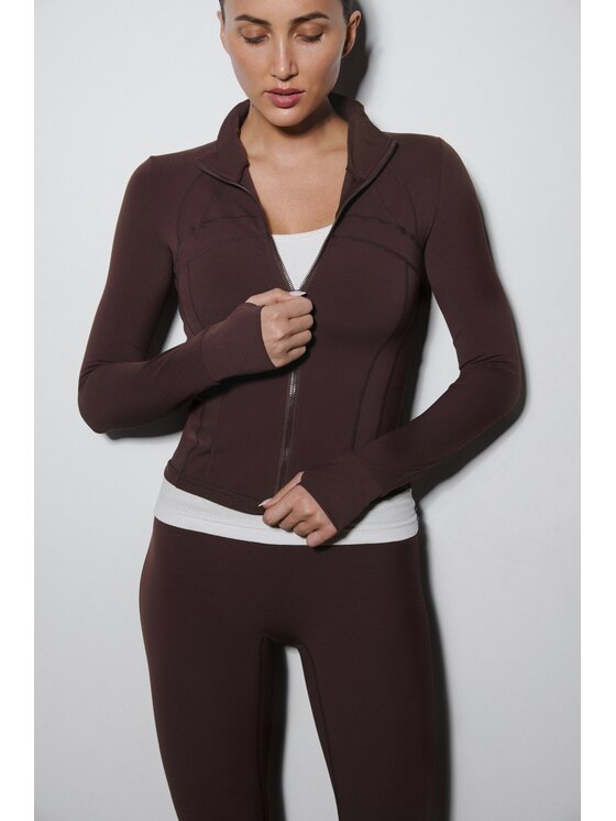 Estro Estro Souprava mikina a legíny ER00119508 Tmavě hnědá Slim Fit