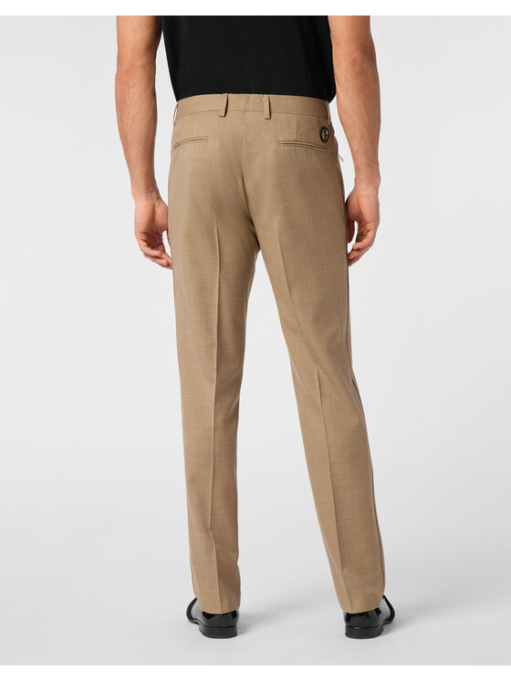 PHILIPP PLEIN PHILIPP PLEIN Bavlnené nohavice 24551 Béžová Wide Fit