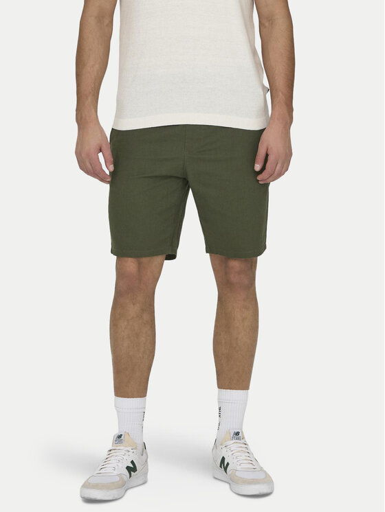 Only & Sons Bavlnené šortky Linus 22024967 Kaki Loose Fit