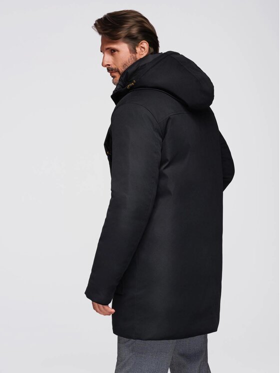 Ombre Ombre Parka OM-JAPJ-0287 Czarny Regular Fit