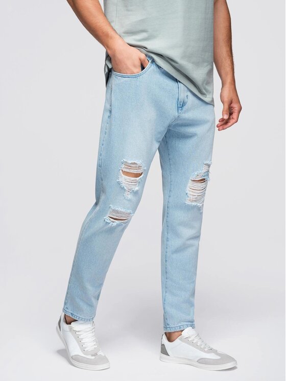 Ombre Ombre Jeansy OM-PADP-0250 Niebieski Carrot Fit