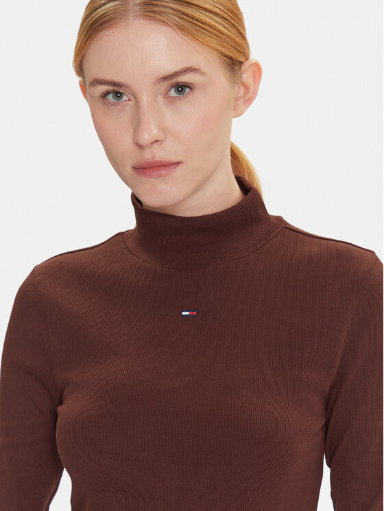 Tommy Jeans Tommy Jeans Блузка Essential DW0DW19830 Коричневий Slim Fit