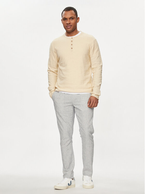 INDICODE INDICODE Kalhoty z materiálu Vitaly 60-332 Modrá Regular Fit