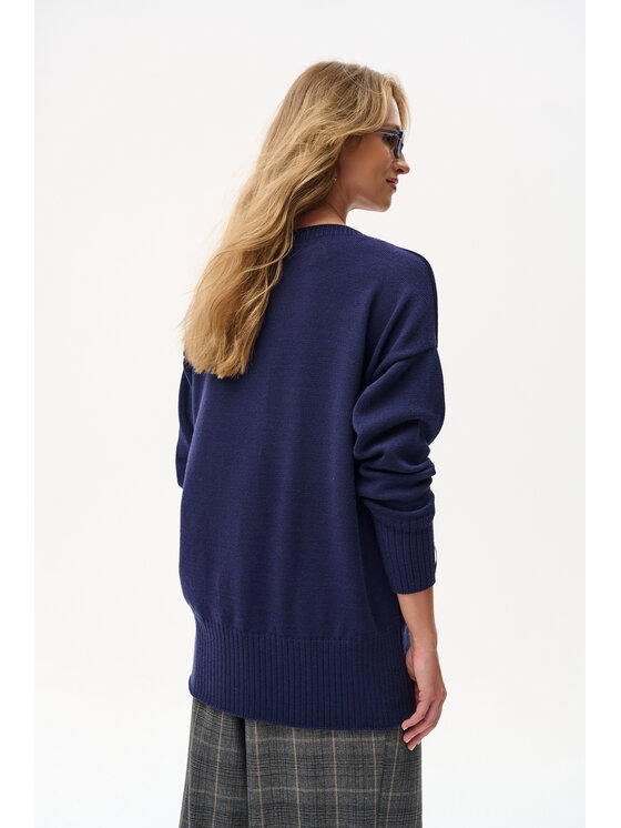 blue shadow blue shadow Sweter Kiro Granatowy Regular Fit