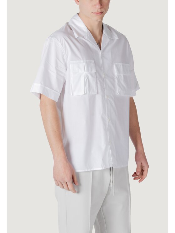 Antony Morato Antony Morato Camicia GRANADA RELAXED FIT WITH LOGOED METAL BADGE Bianco Relaxed Fit