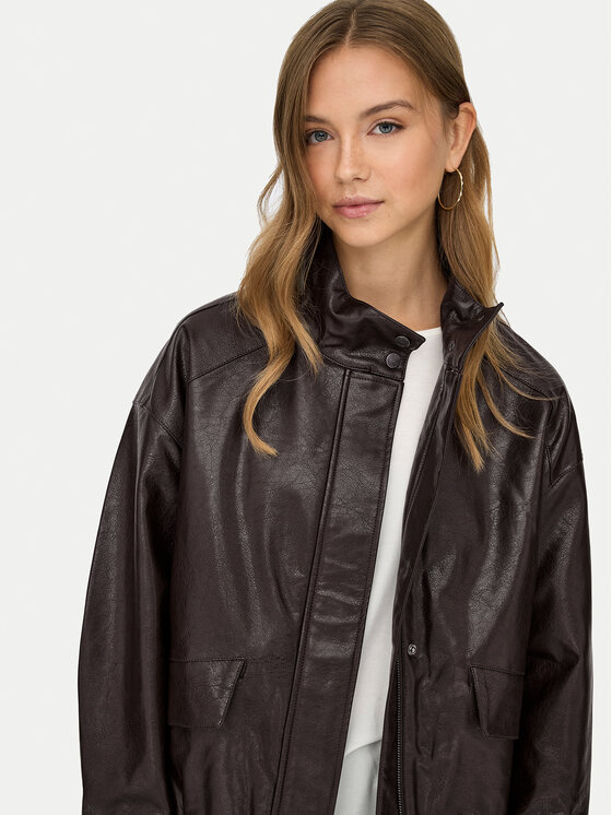 ONLY ONLY Μπουφάν από απομίμηση δέρματος Julia 15373024 Καφέ Loose Fit