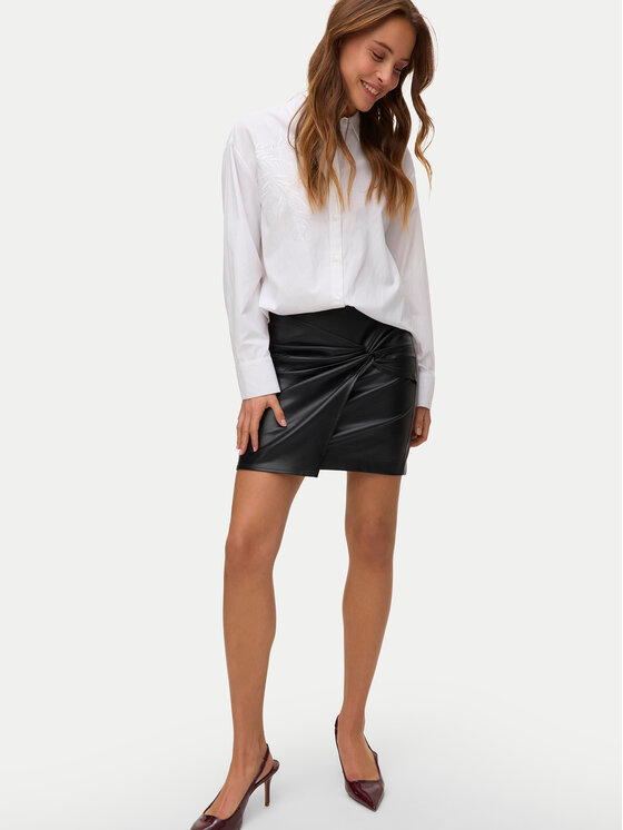 Vero Moda Vero Moda Dirbtinės odos sijonas Gawn 10333689 Juoda Regular Fit