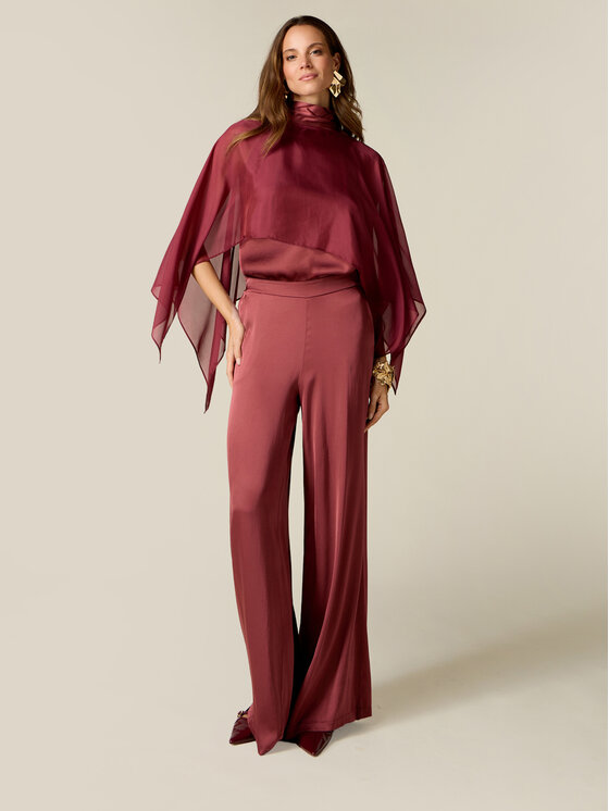 Oltre Oltre Spodnie materiałowe P089J002615N026 Bordowy Baggy Fit