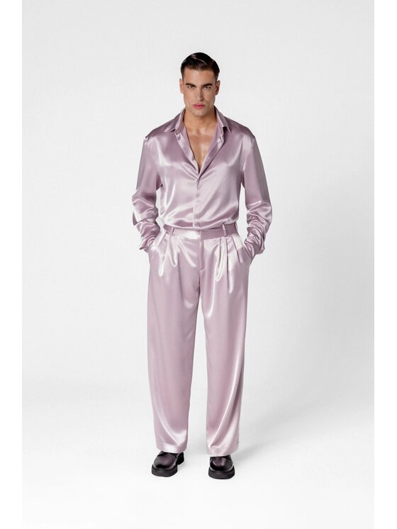 LE POSSÉ LE POSSÉ Παντελόνι υφασμάτινο MHWST Ανοιχτό μοβ Regular Fit