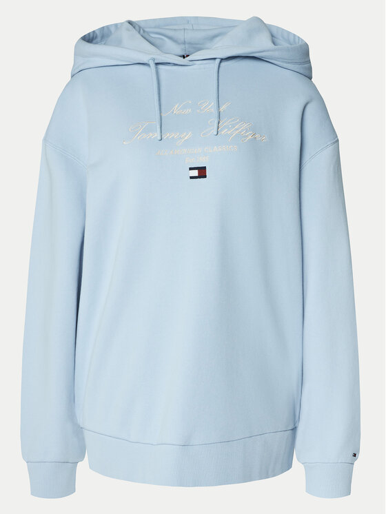 Tommy Hilfiger Tommy Hilfiger Bluză Modern Script Graphic WW0WW43842 Albastru celest Regular Fit