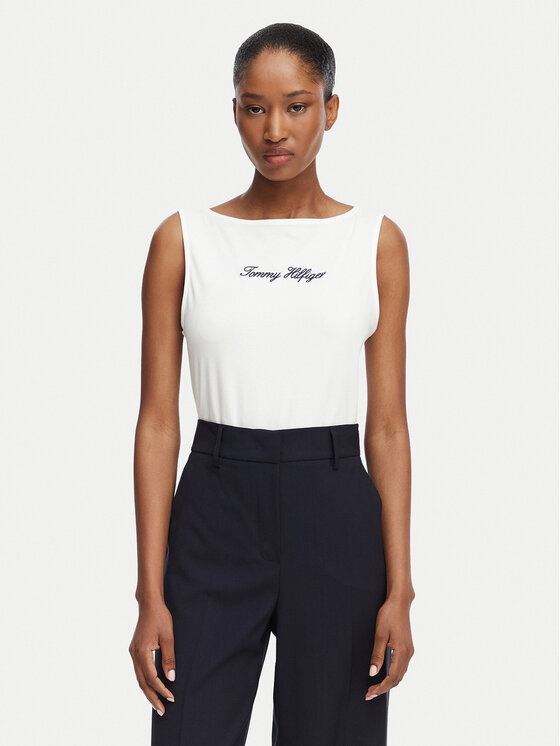Tommy Hilfiger Tommy Hilfiger топ Classic WW0WW50947 Бял Regular Fit