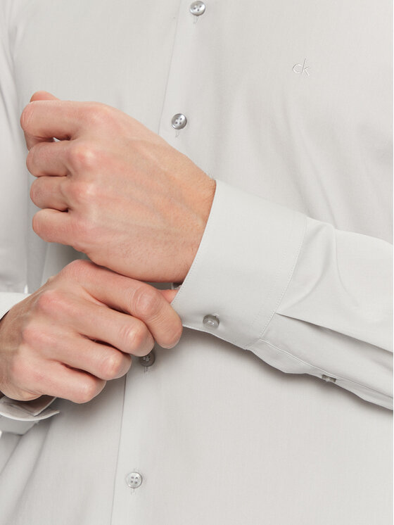 Calvin Klein Calvin Klein Πουκάμισο Poplin Stretch Slim Shirt K10K108229 Γκρι Slim Fit