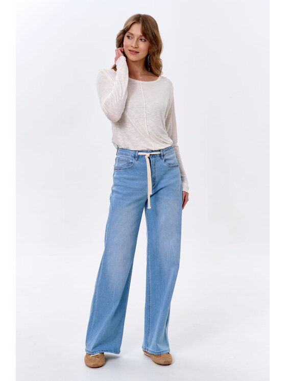 blue shadow blue shadow Bluzka Kandelaria Écru Regular Fit