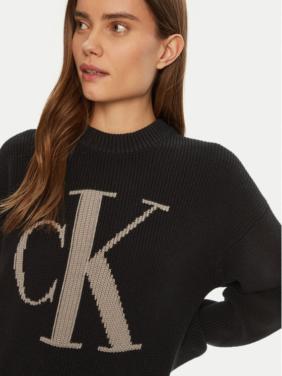 Calvin Klein Jeans Calvin Klein Jeans Džemperis Intrasia J20J224799 Melns Relaxed Fit