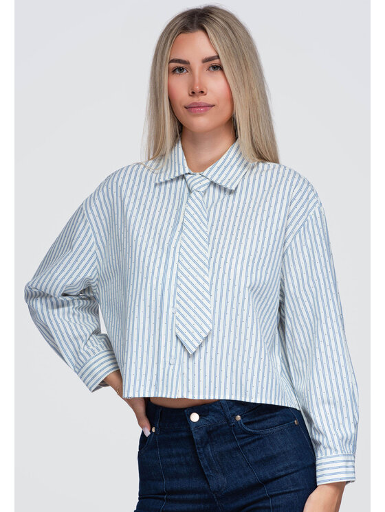 Ombre Ombre Koszula OW-SH-E0069 Niebieski Loose Fit