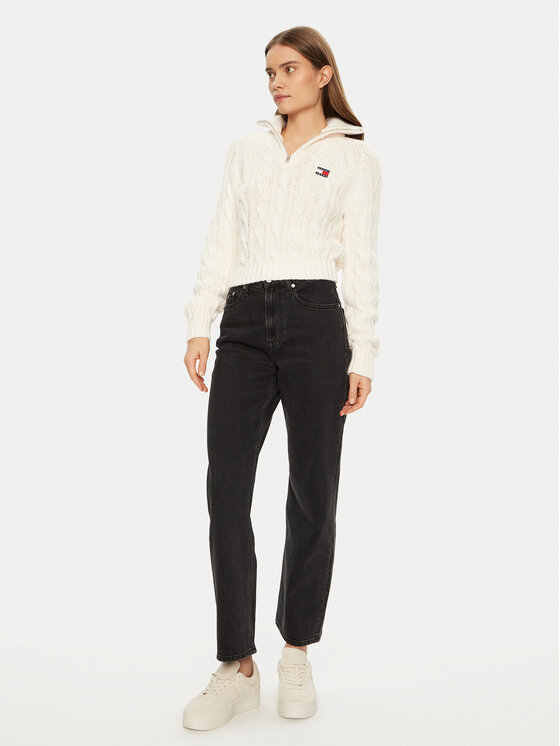 Tommy Jeans Tommy Jeans Sveter DW0DW20269 Écru Regular Fit