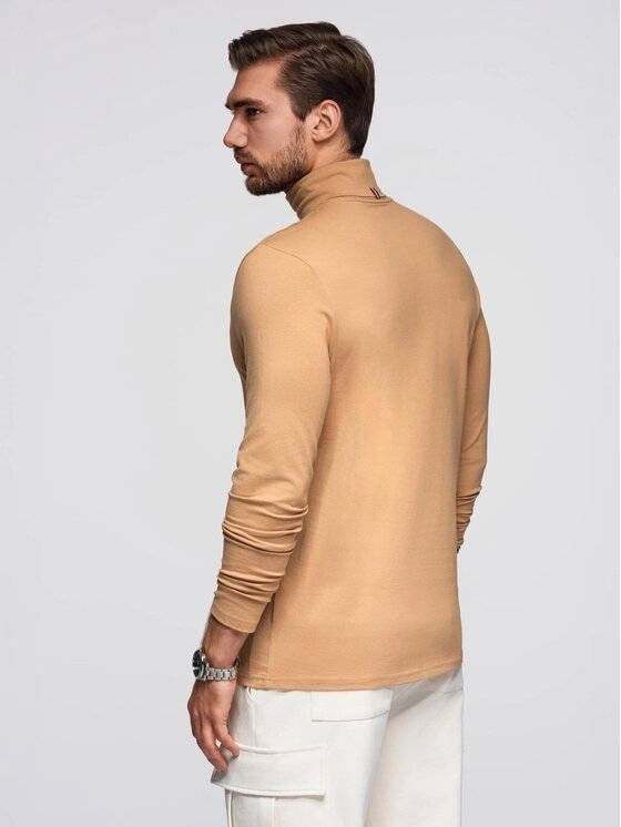 Ombre Ombre Longsleeve OM-LSCL-0130 Brązowy Slim Fit