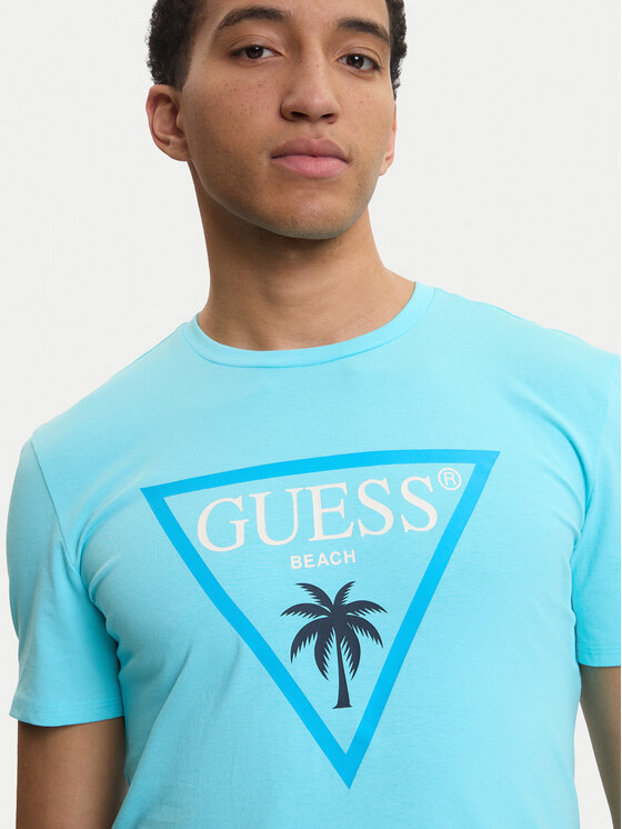 Guess Guess Tričko F6GI09 J1314 Modrá Slim Fit