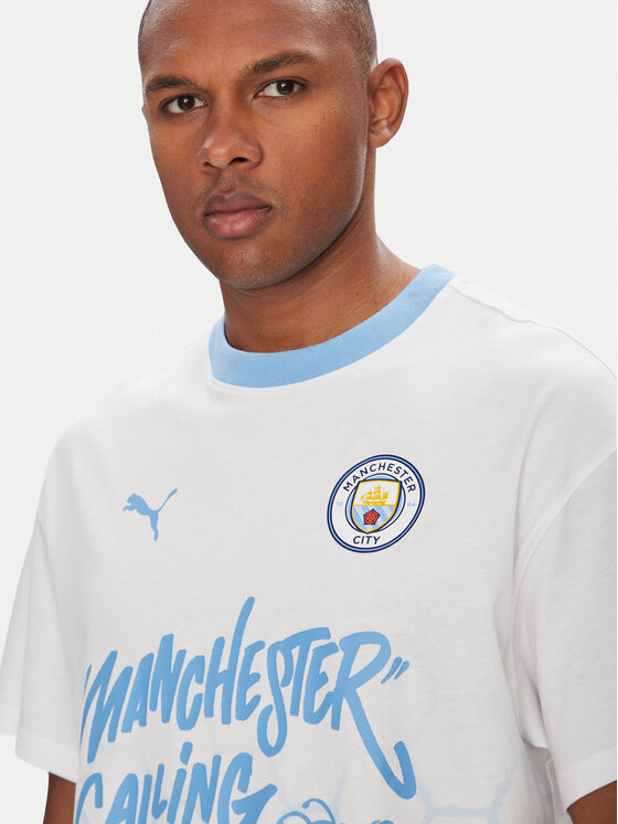 Puma Puma T-Shirt CWC Hoops x Man City 631695 Biały Regular Fit