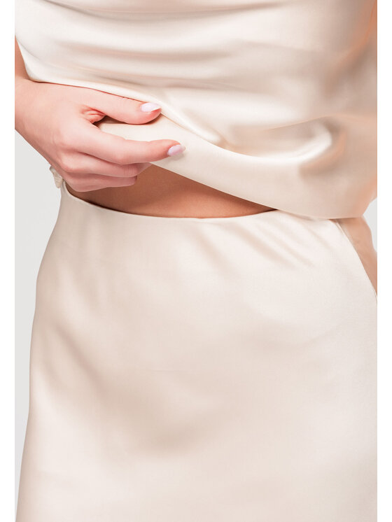Ombre Ombre Spódnica midi OW-GL-E0003 Beżowy A-Line Fit