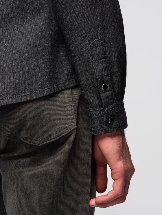 Ombre Ombre Koszula OM-SHDS-0210 Czarny Regular Fit