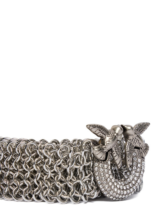 PINKO PINKO Moteriškas Diržas Strass Buckle Belt H2 105878 A2X8 Sidabrinė