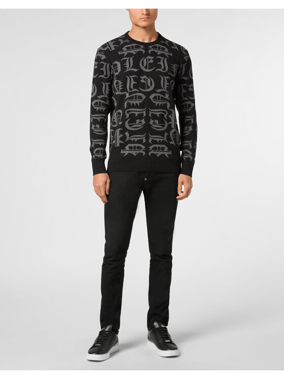 PHILIPP PLEIN PHILIPP PLEIN Sweter 23767 Czarny Regular Fit