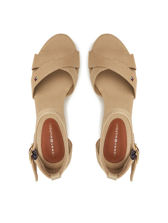 Tommy Hilfiger Tommy Hilfiger Sandały Flag High Wedge Espad Crisscross FW0FW08661 Beżowy