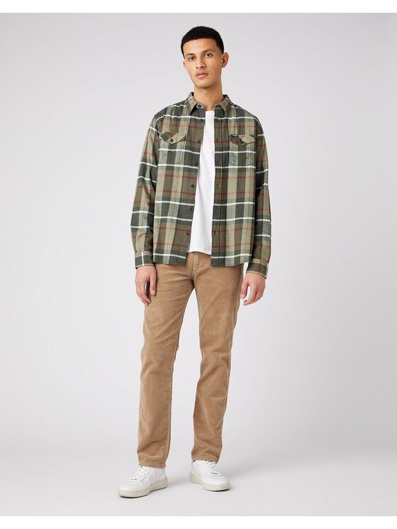 Wrangler Wrangler Camicia LS 2PKT FLAP SHIRT Verde Regular Fit