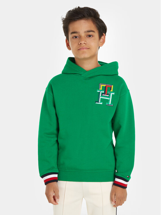 Gyerek Pulóver Tommy Hilfiger, Méret: 16Y, Zöld, Monogram KB0KB08827